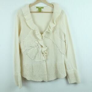 Acorn L XL Cardigan Sweater Ruffle Bow Coquette Dainty Cottagecore Twee Feminine